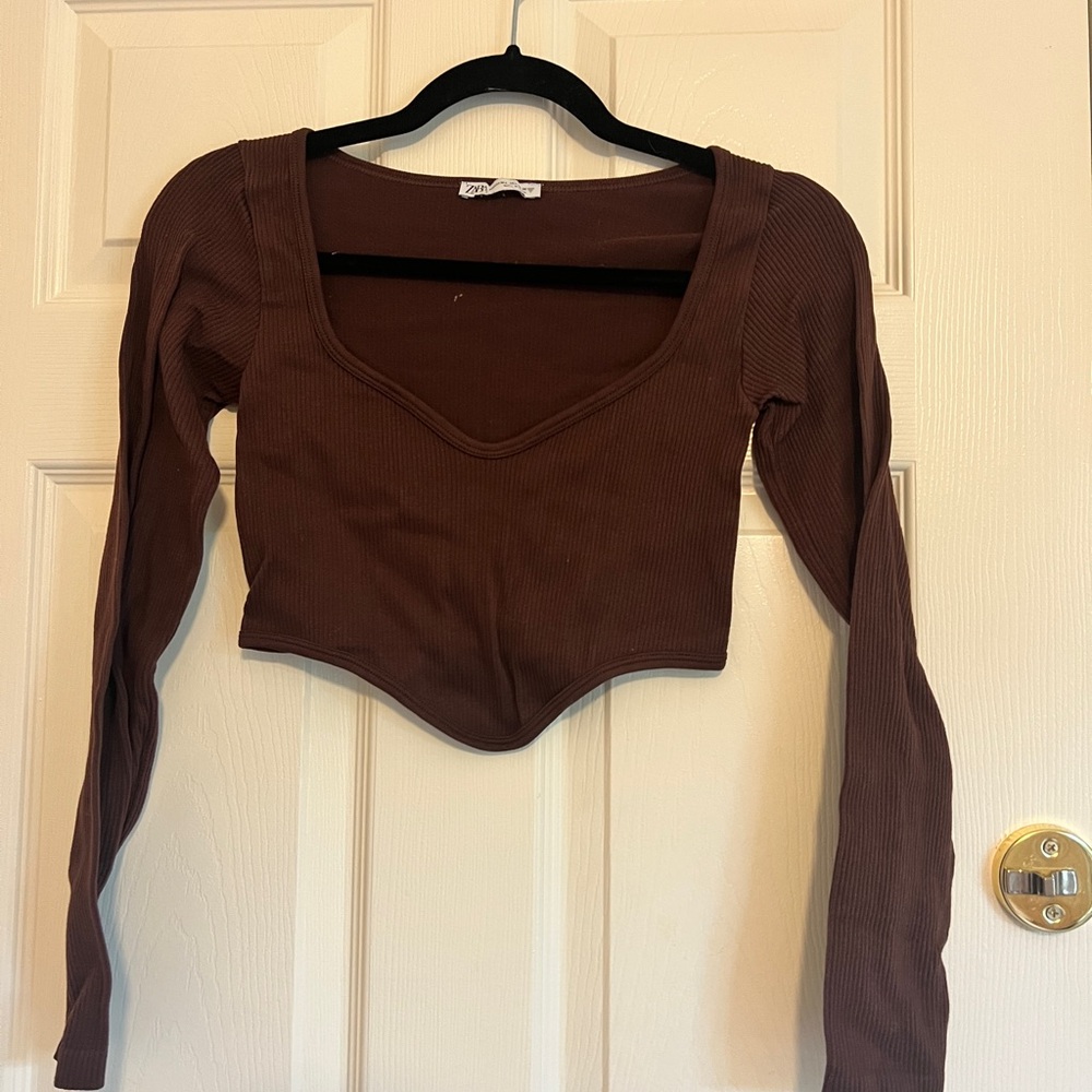 Zara Chocolate Brown Long Sleeve Bodysuit